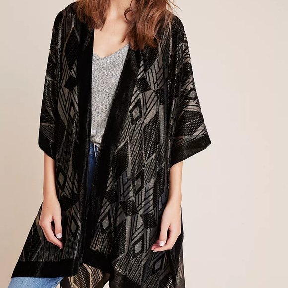 Anthropologie Nicolette Burnout Velvet Kimono - Picture 1 of 6